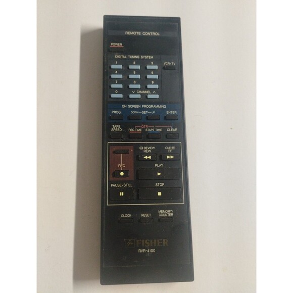 OEM Fisher RVR-4100 VCR Remote Control - Tested & Works - Picture 1 of 3